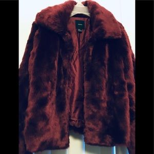forever21 faux fur premium label ,Burgundy  jacket